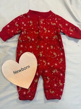 GAP - Newborn Red Reindeer Kids One Piece